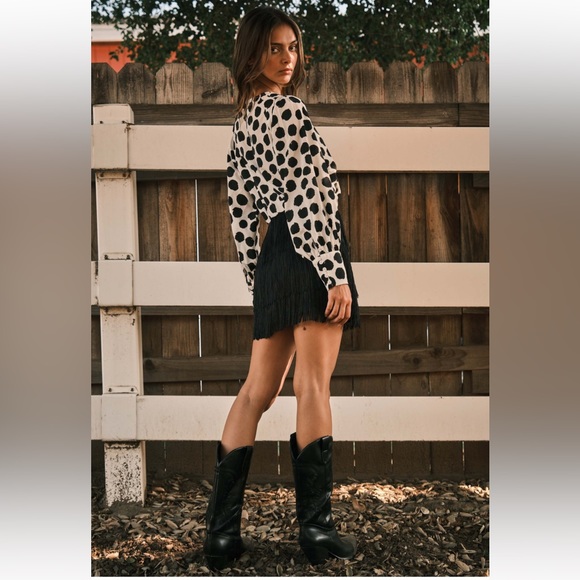 03 Polka Dot Shirring Detailed Blouse Top - Picture 6 of 6